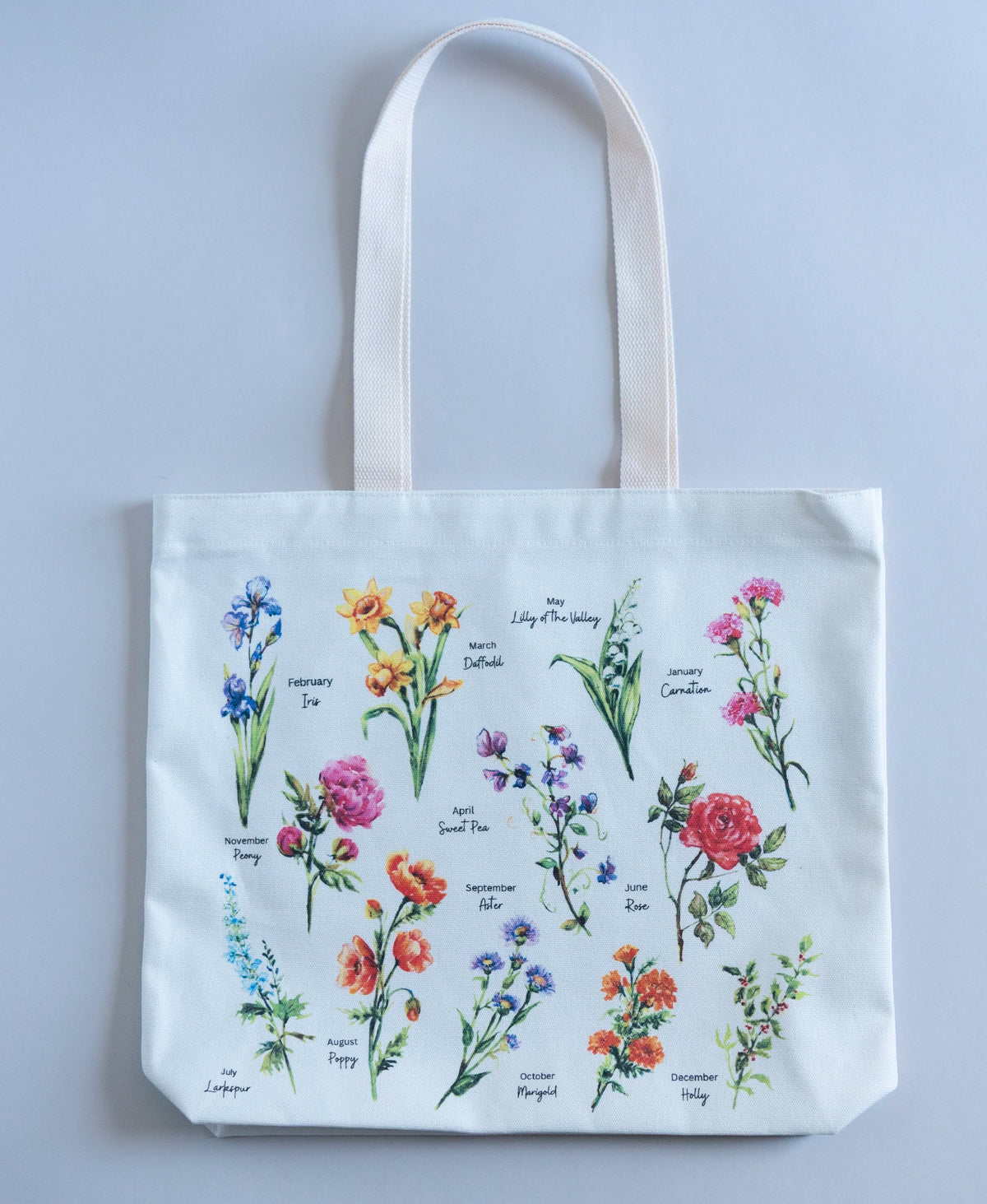 Birthflower Tote Botanical Cotton Tote Bag