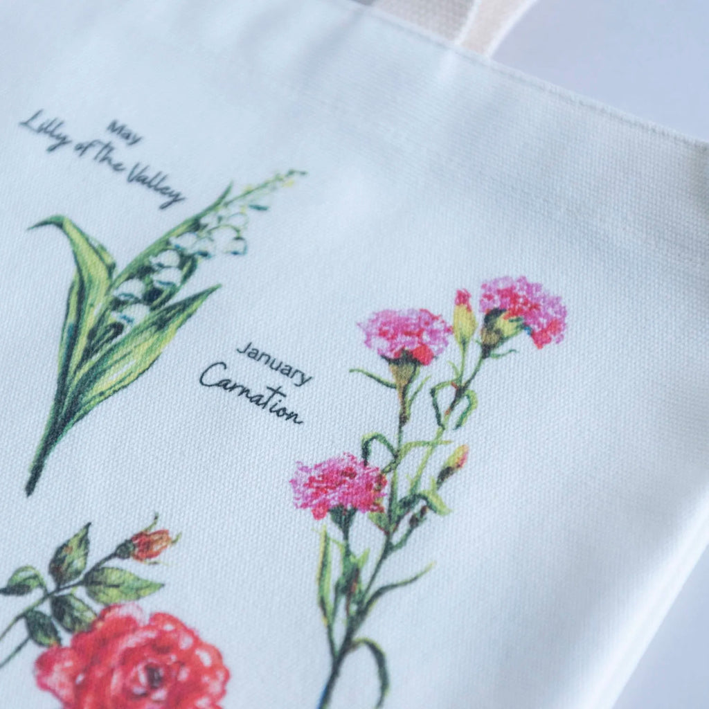 Birthflower Tote Botanical Cotton Tote Bag