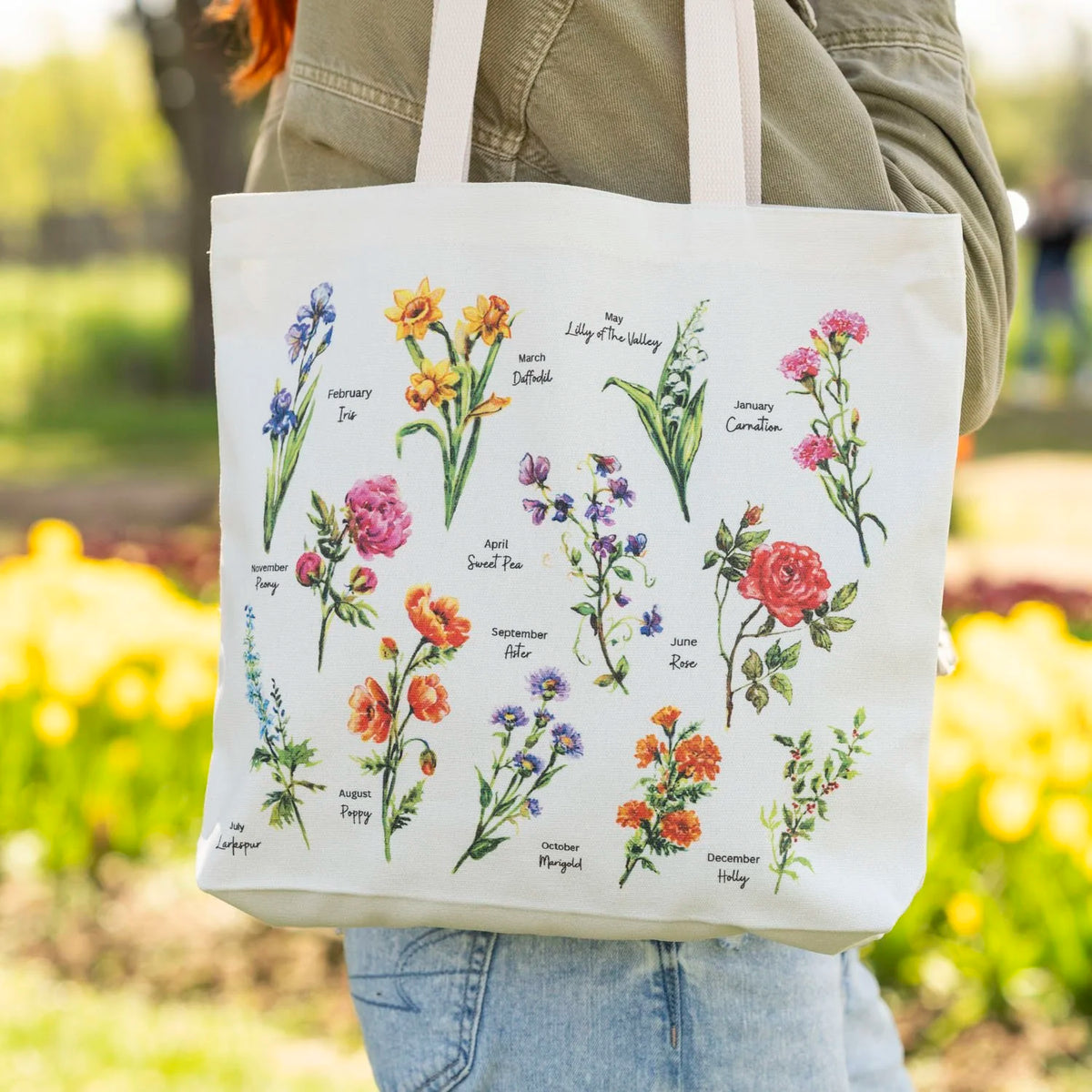 Birthflower Tote Botanical Cotton Tote Bag