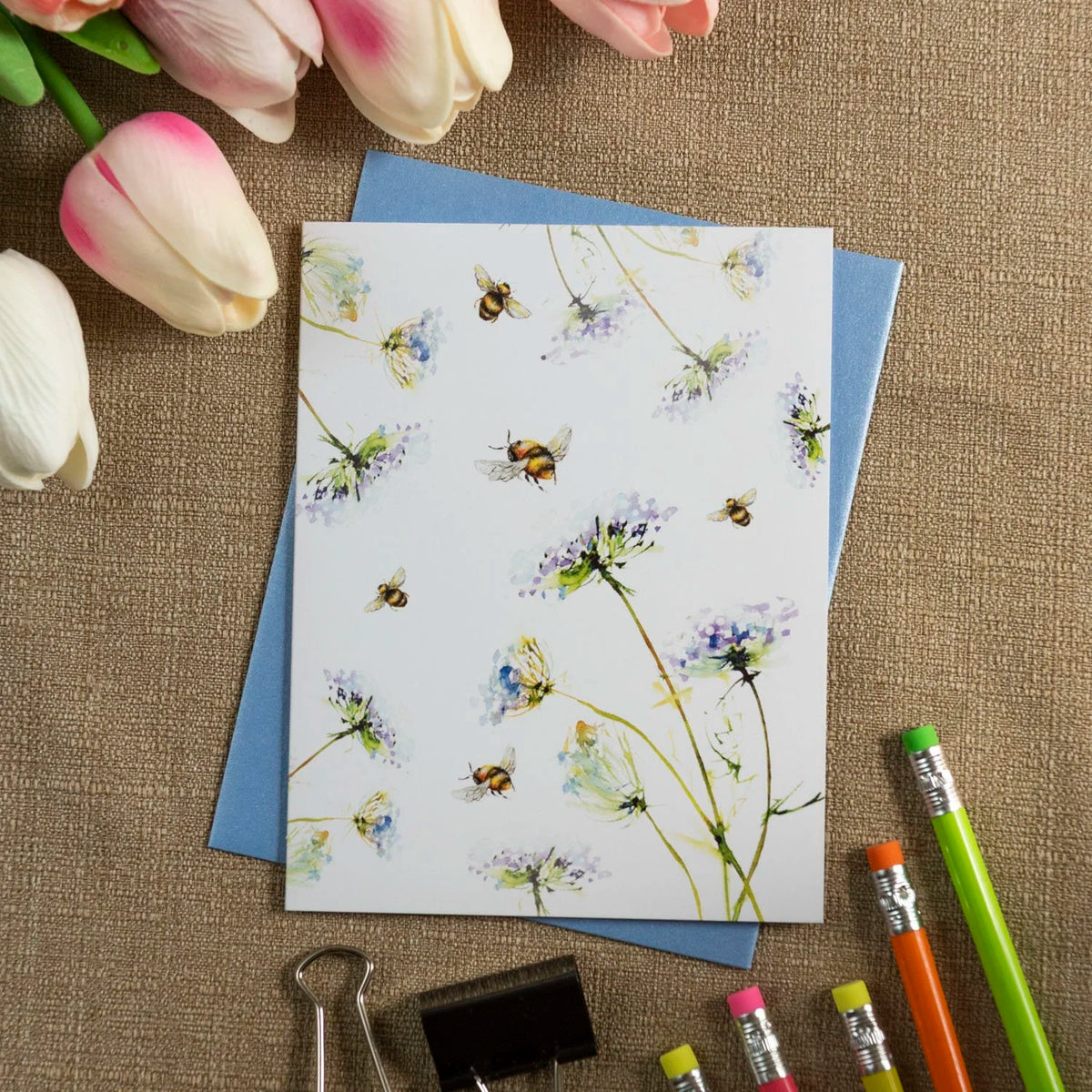 Bee & Queen Anne's Lace Greeting Card