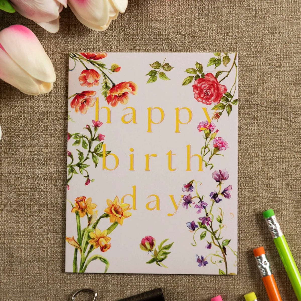 Happy Birthday Floral Greeting Card