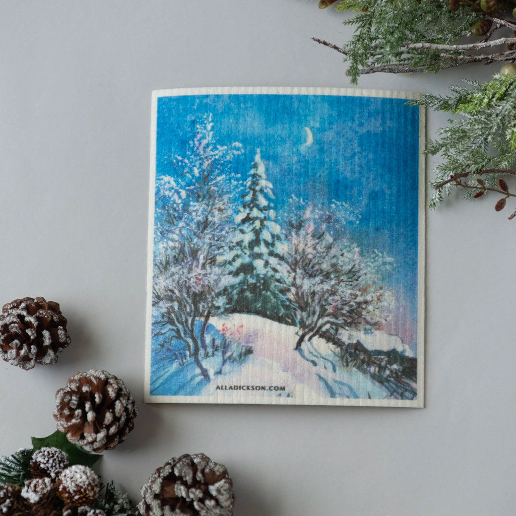 Winter Cottage Swedish Dishcloth Gift Reusable Dish Cloth Gift