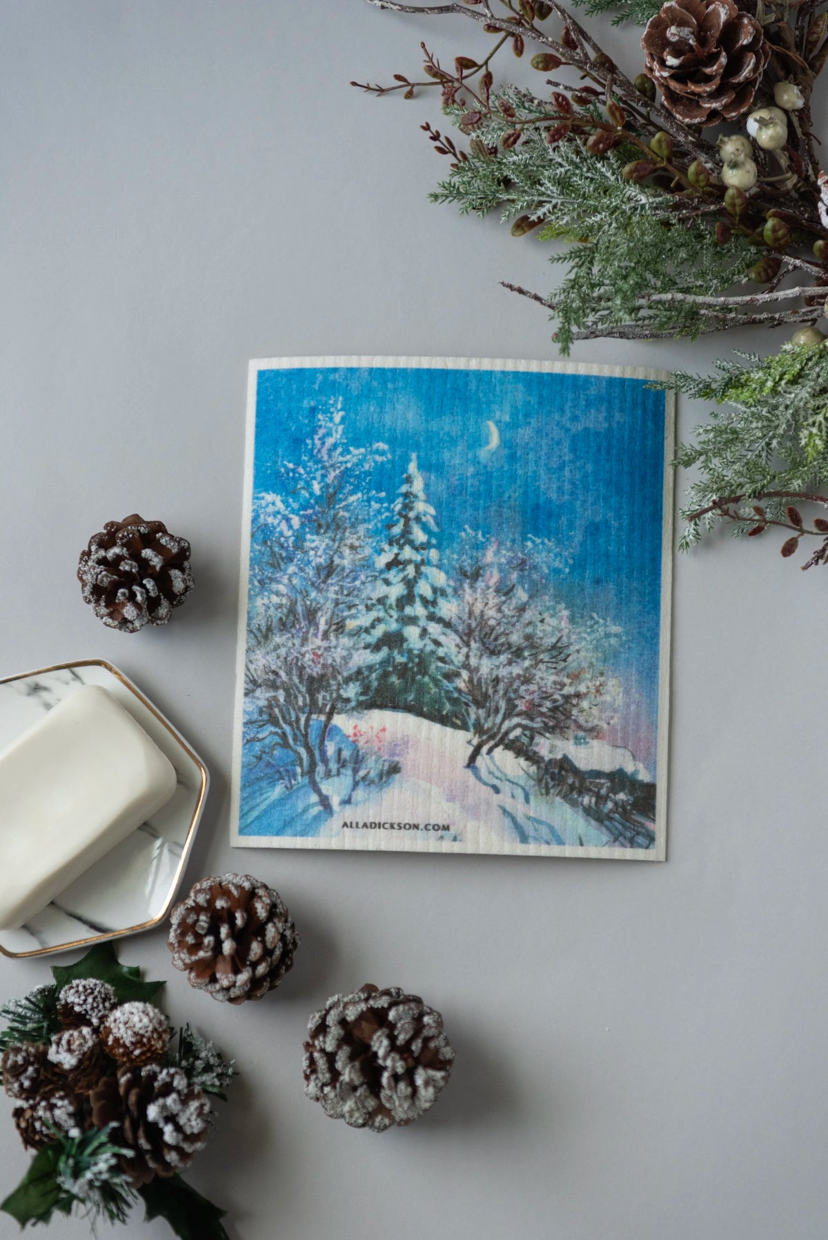 Winter Cottage Swedish Dishcloth Gift Reusable Dish Cloth Gift