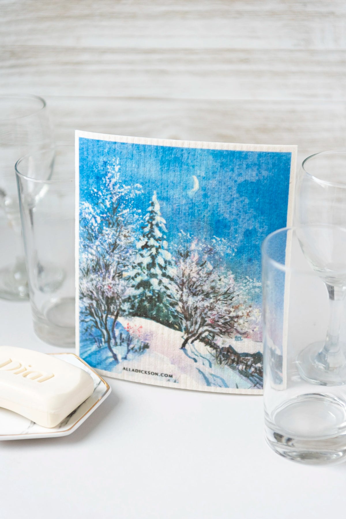 Winter Cottage Swedish Dishcloth Gift Reusable Dish Cloth Gift