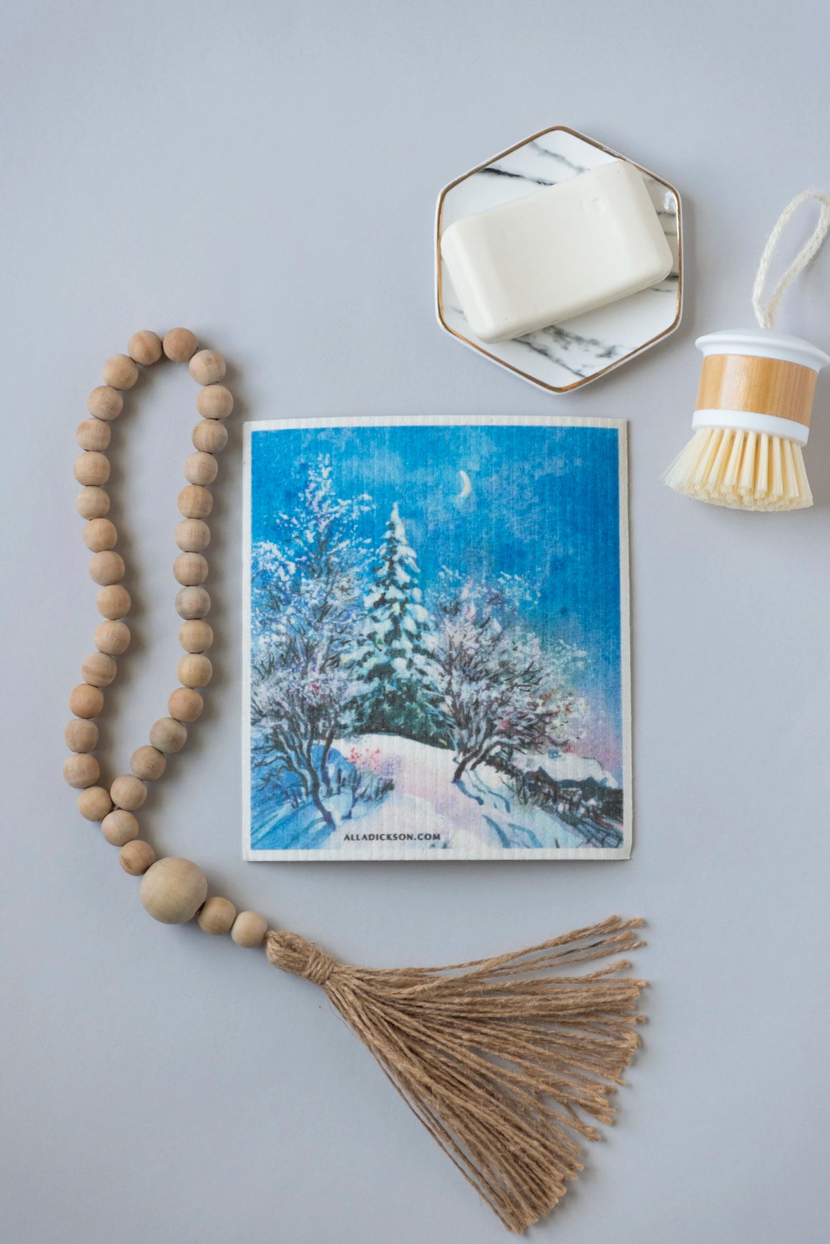 Winter Cottage Swedish Dishcloth Gift Reusable Dish Cloth Gift