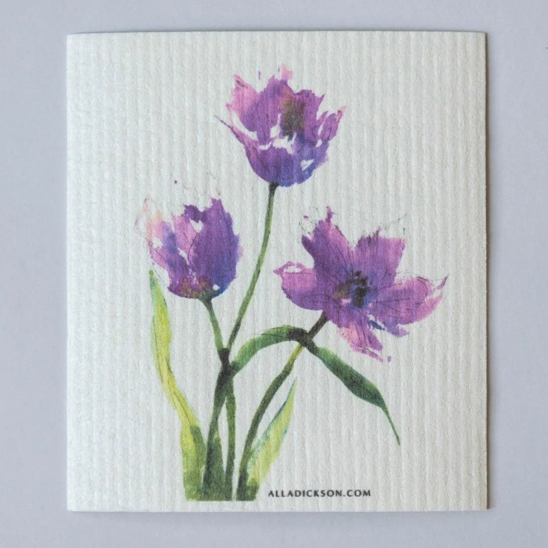 Purple Flower Dishcloth Tulip Swedish Dishcloth