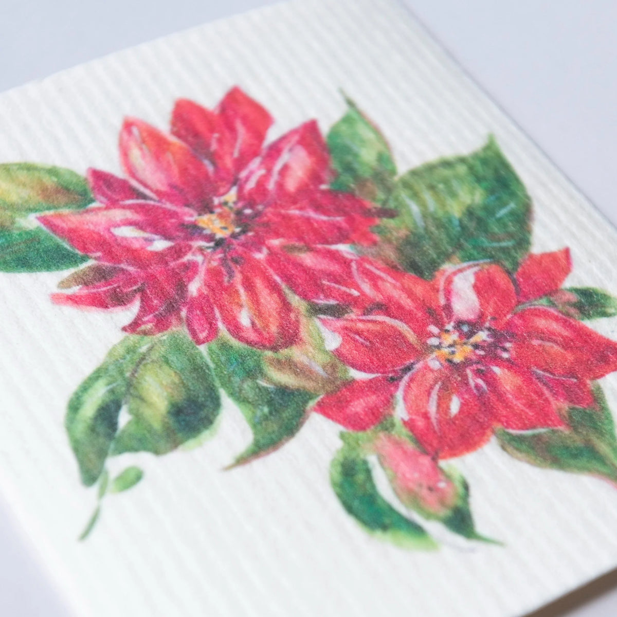 Poinsettia Dishcloth Christmas Reusable Dishcloth