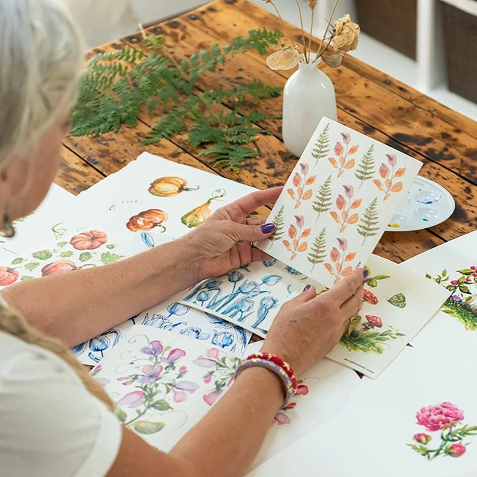 Fall Pattern Dishcloth Fern Reusable Dishcloth