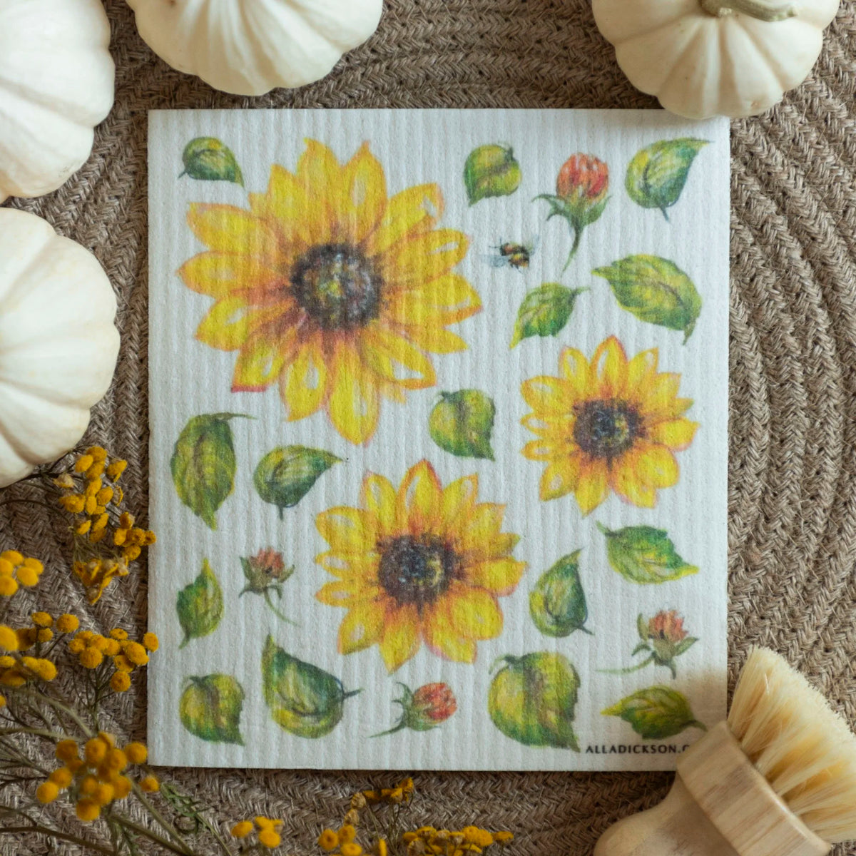 Sunflower Swedish Dishcloth Sunflower Reusable Dishcloth