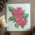 Poinsettia Dishcloth Christmas Reusable Dishcloth