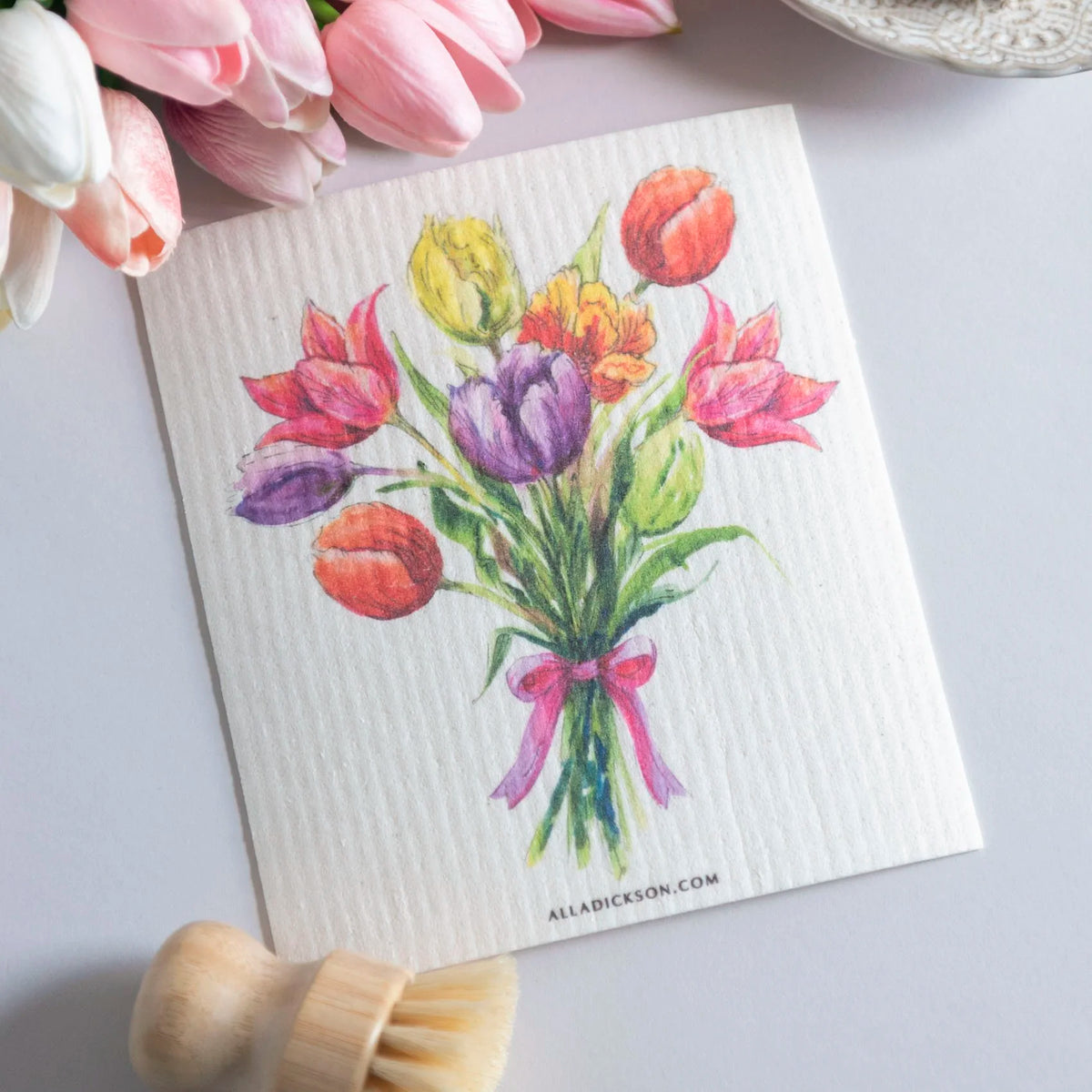 Tulip Bouquet Dishcloth Floral Spring Bouquet Swedish Dishcloth