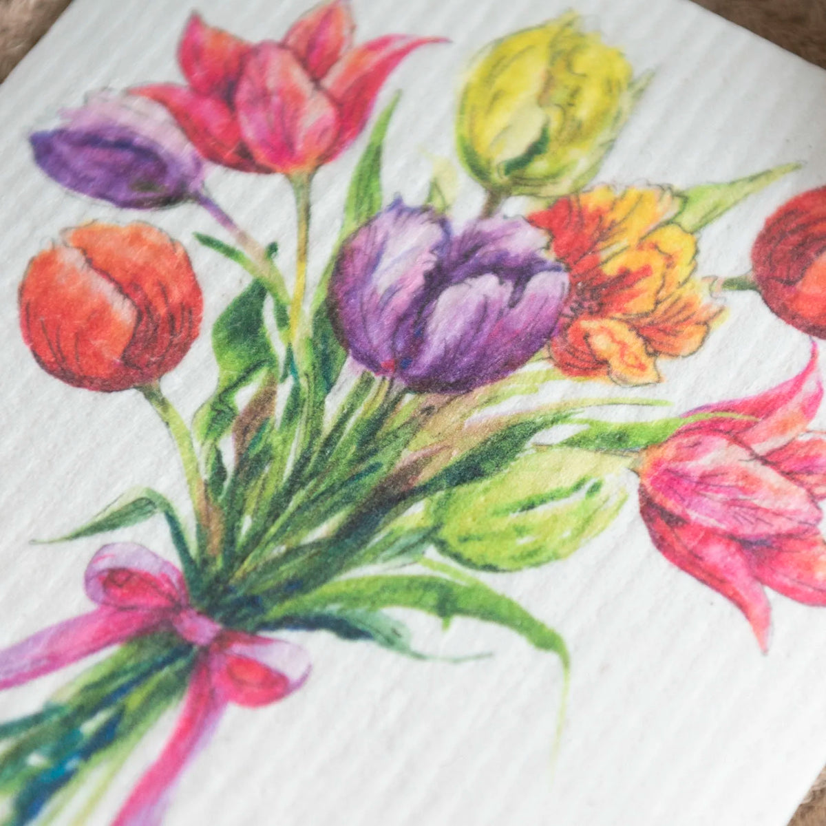 Tulip Bouquet Dishcloth Floral Spring Bouquet Swedish Dishcloth