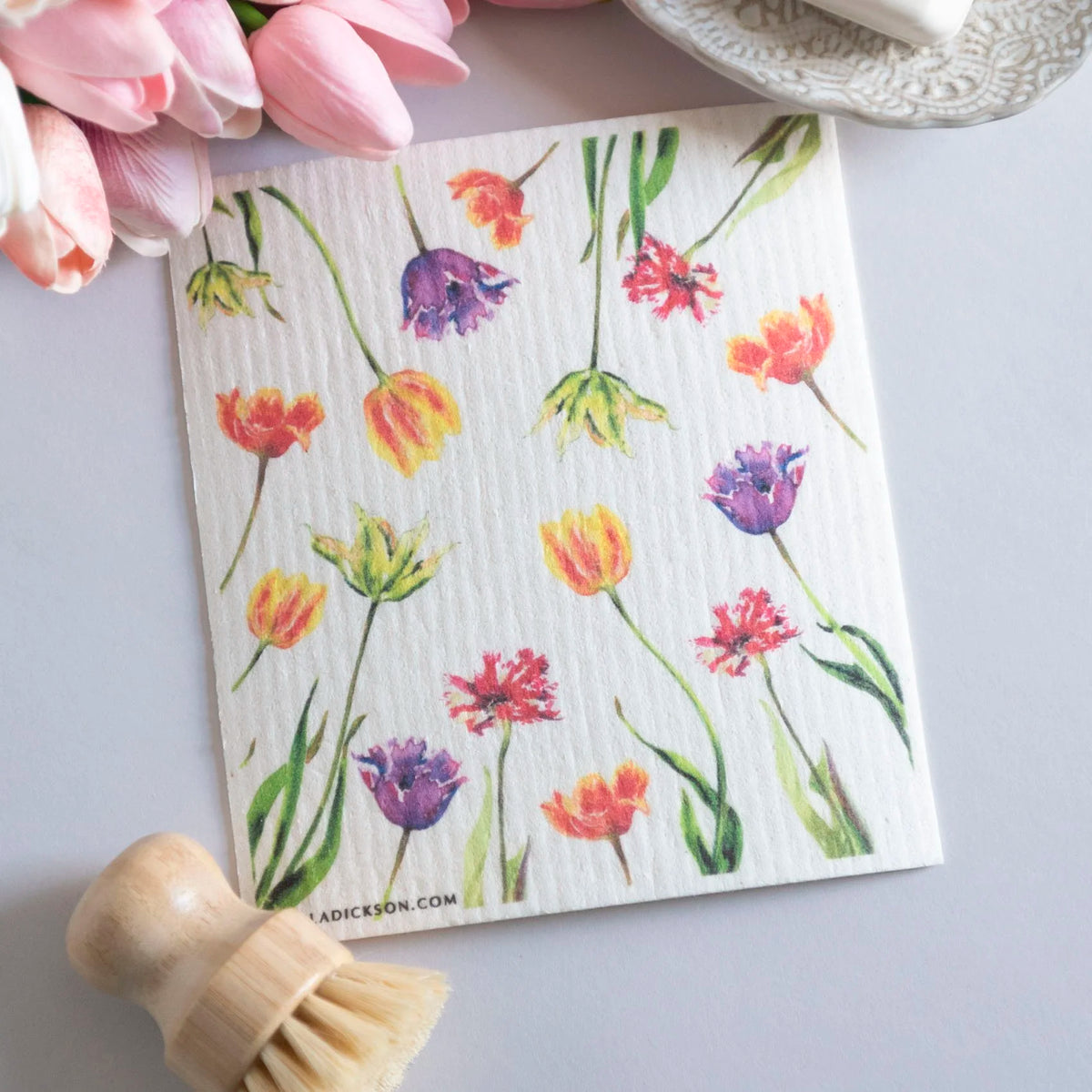 Tulip Garden Dishcloth Flower Field Swedish Dishcloth