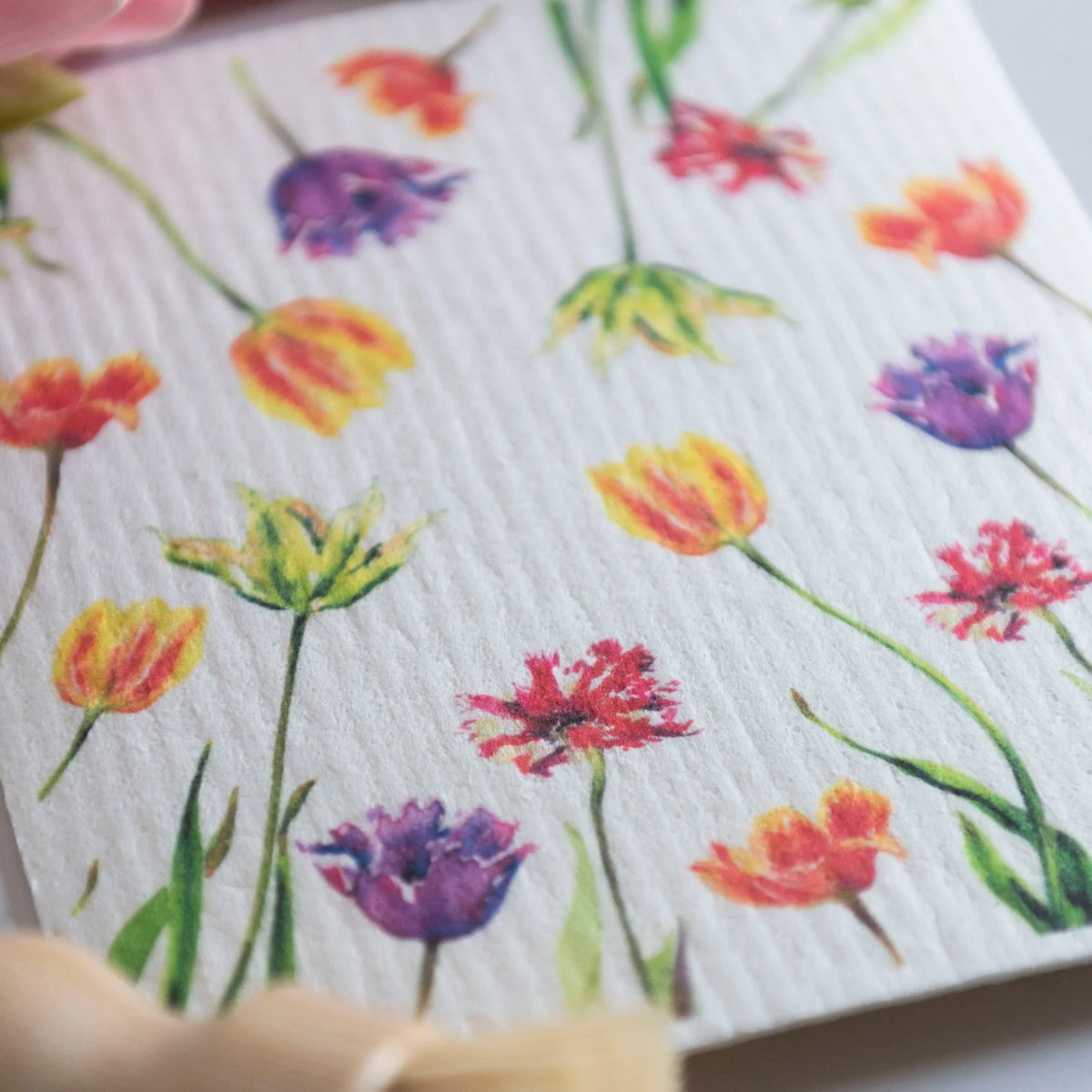 Tulip Garden Dishcloth Flower Field Swedish Dishcloth