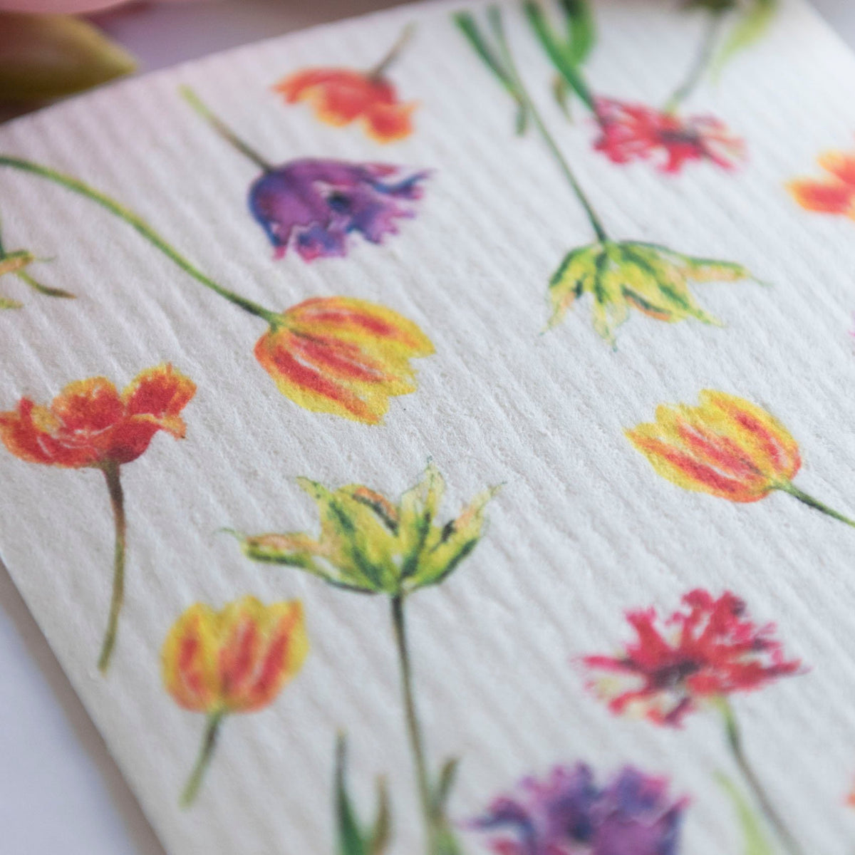Tulip Garden Dishcloth Flower Field Swedish Dishcloth