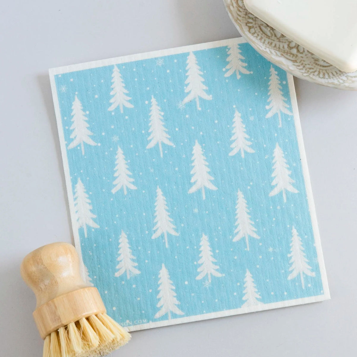 White Pine Dishcloth Holiday Swedish Dishcloth Pastel Pine Trees