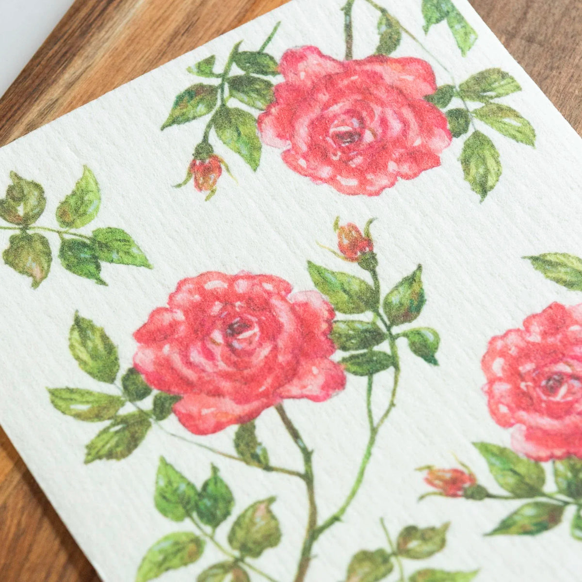 Red Rose Design Kitchen Dishcloth