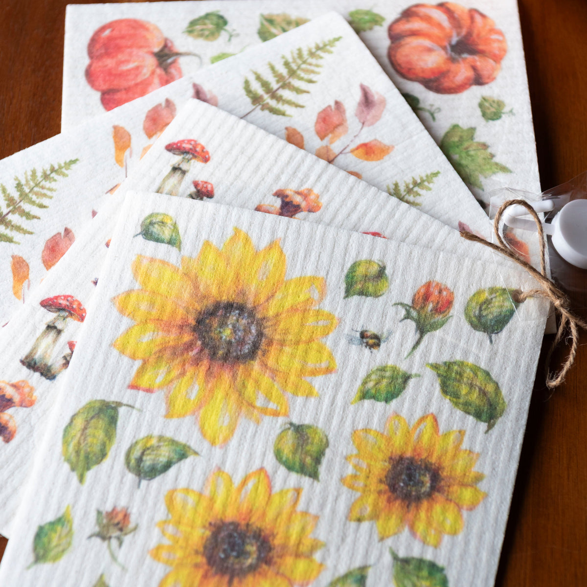 Fall Swedish Dishcloth Set - 4 Autumn Reusable Dishcloths