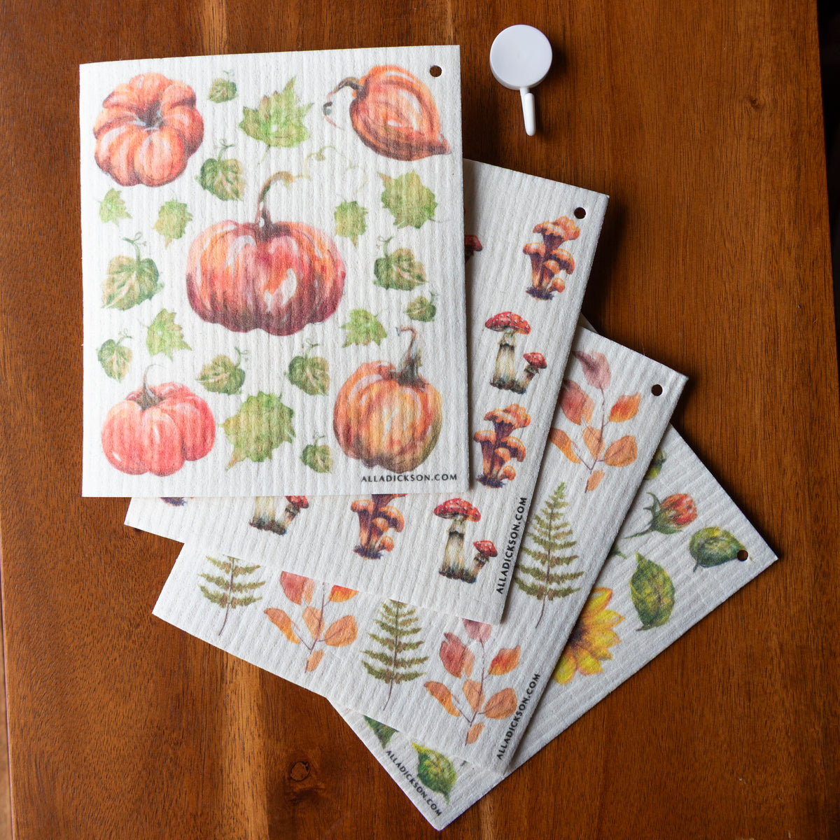 Fall Swedish Dishcloth Set - 4 Autumn Reusable Dishcloths