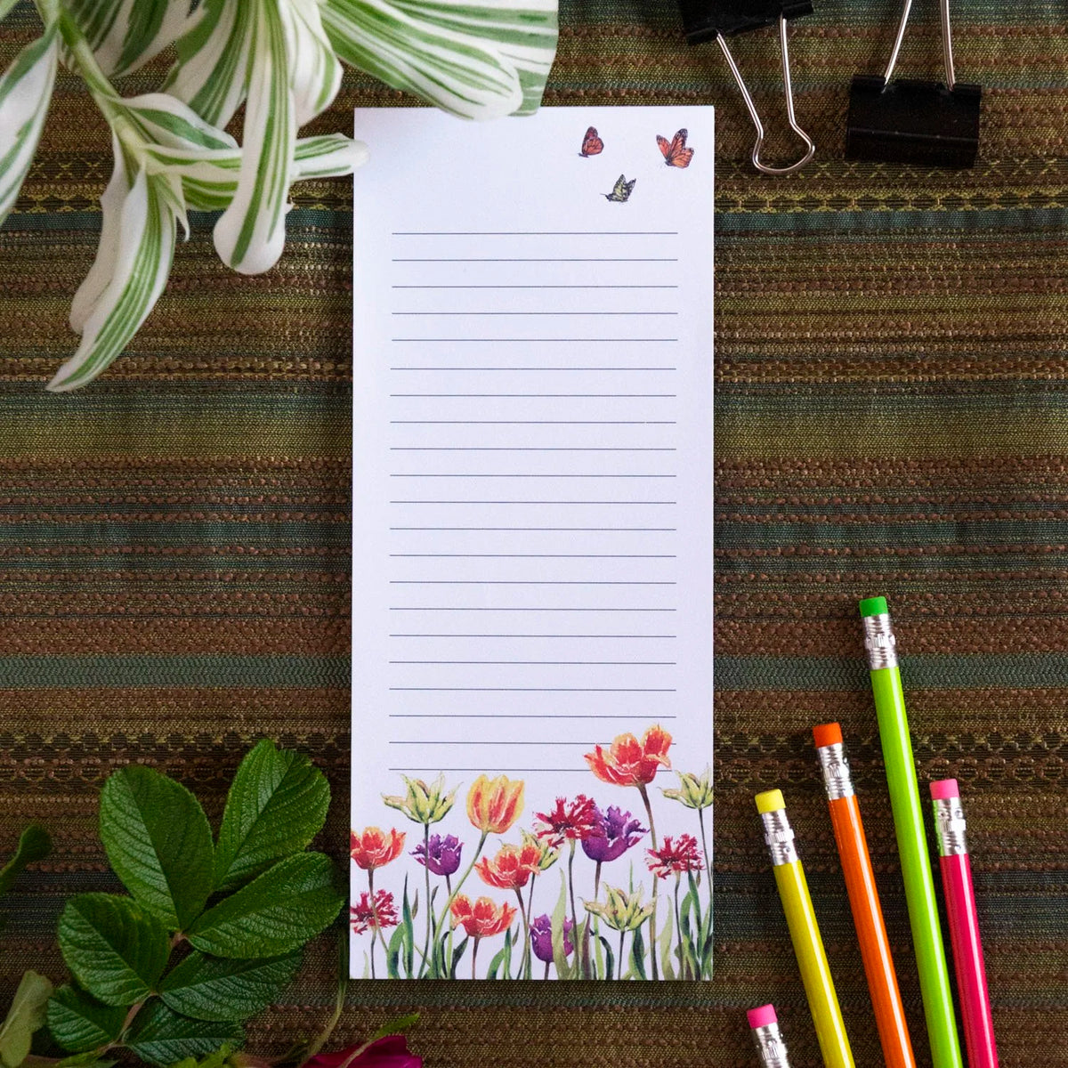 Butterfly Tulip Field Notepad With Magnet