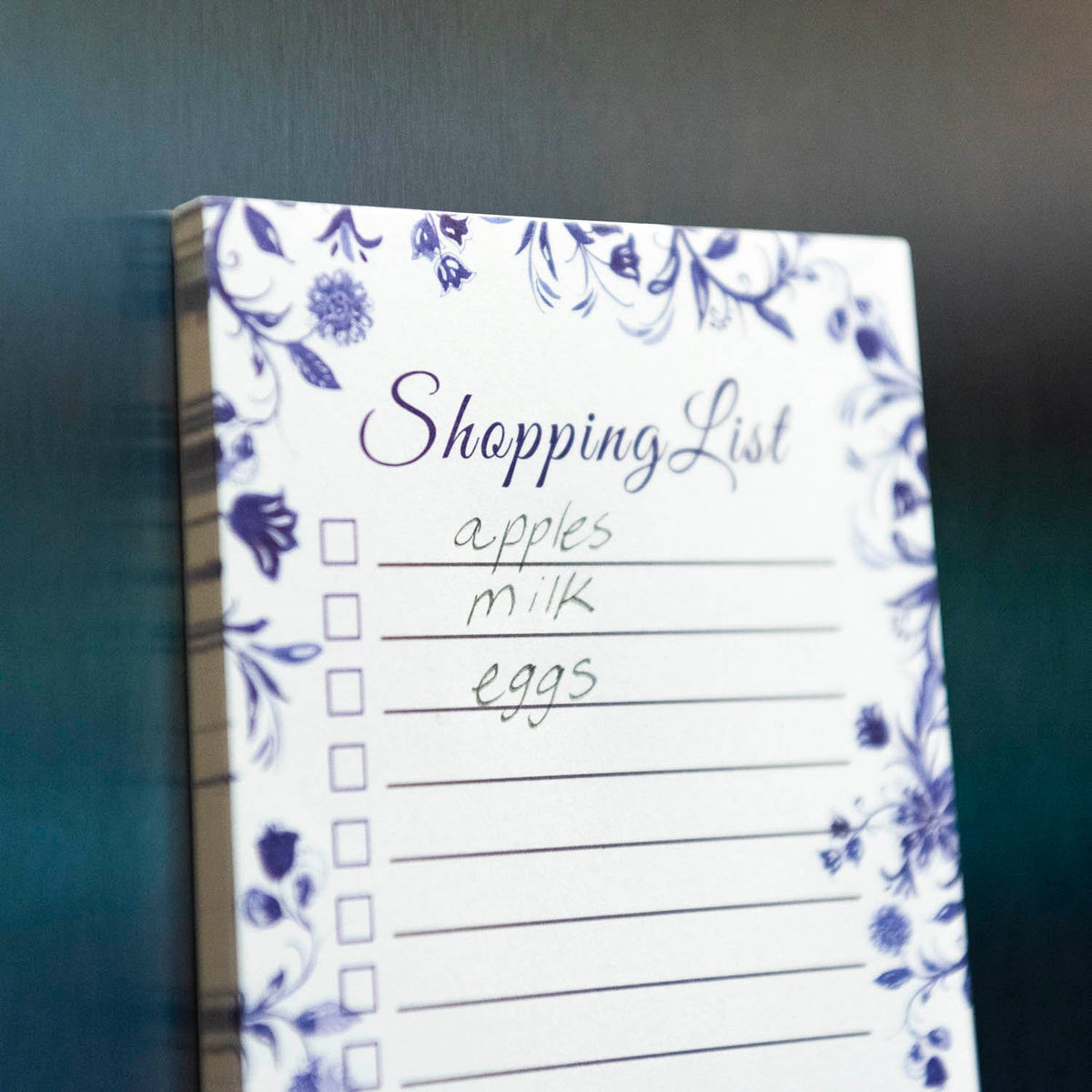 Modern Blue Shopping List Notepad With Magnet