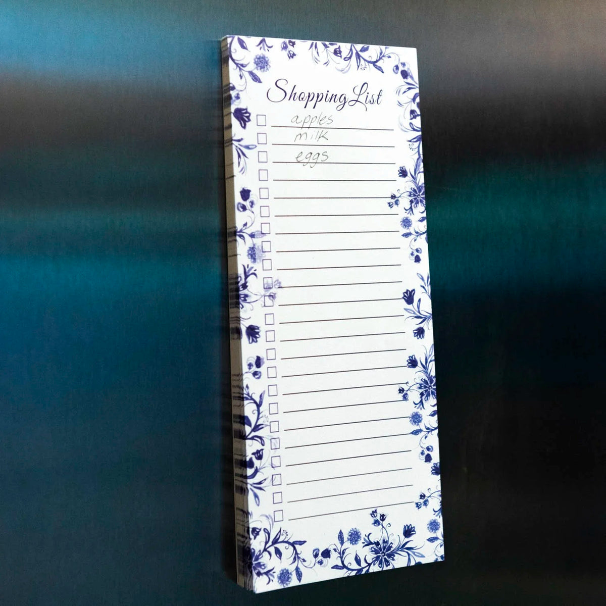Modern Blue Shopping List Notepad With Magnet