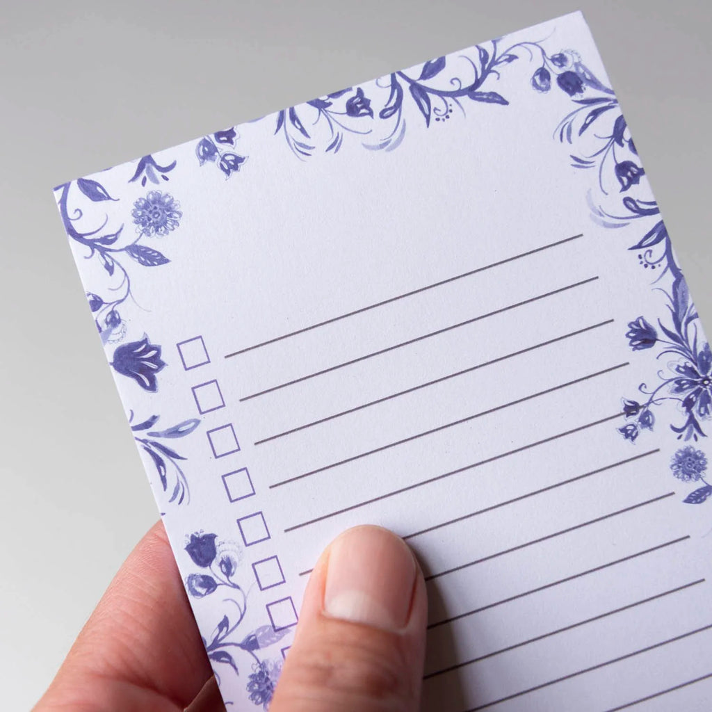 Blue Delft Check-Box Notepad With Magnet