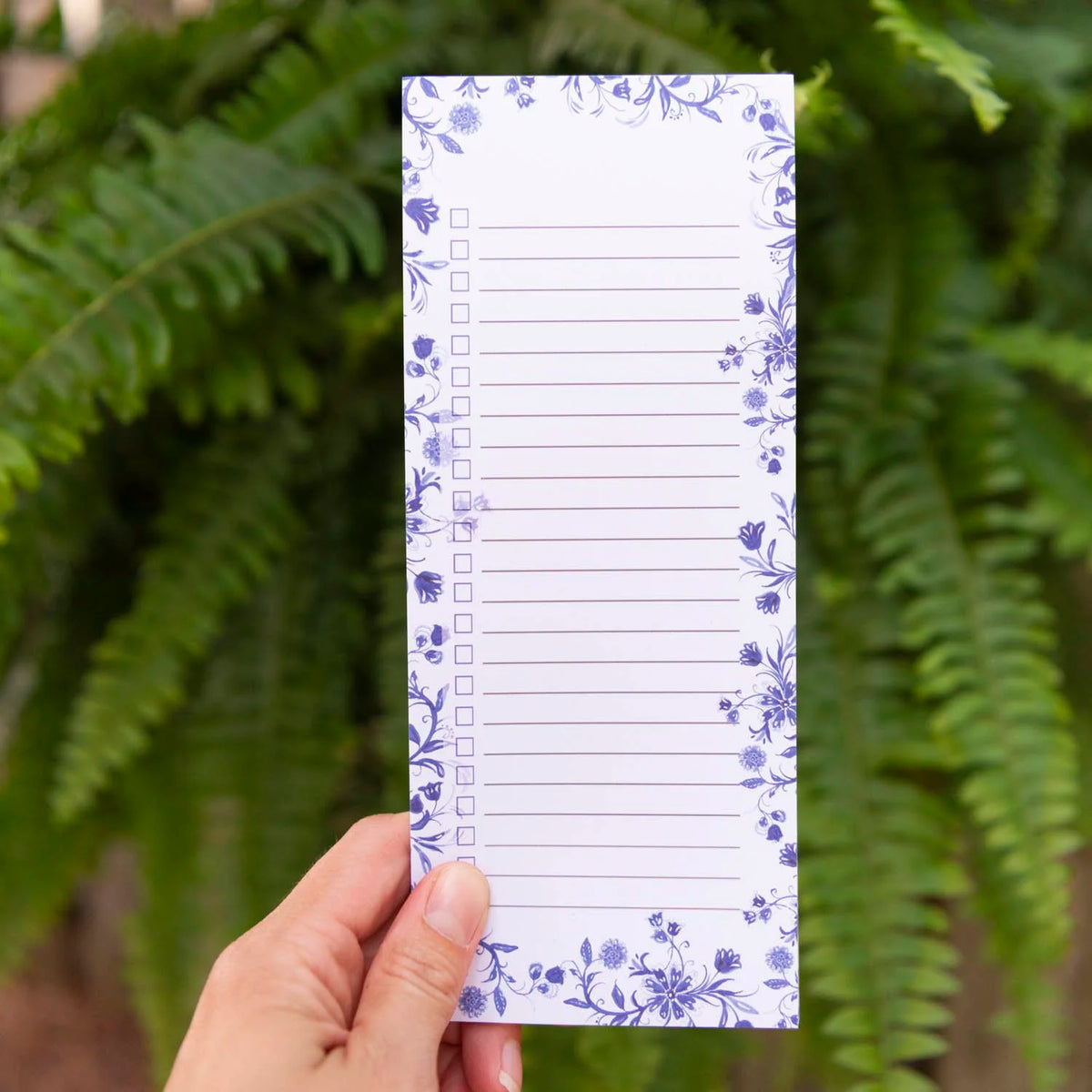 Blue Delft Check-Box Notepad With Magnet