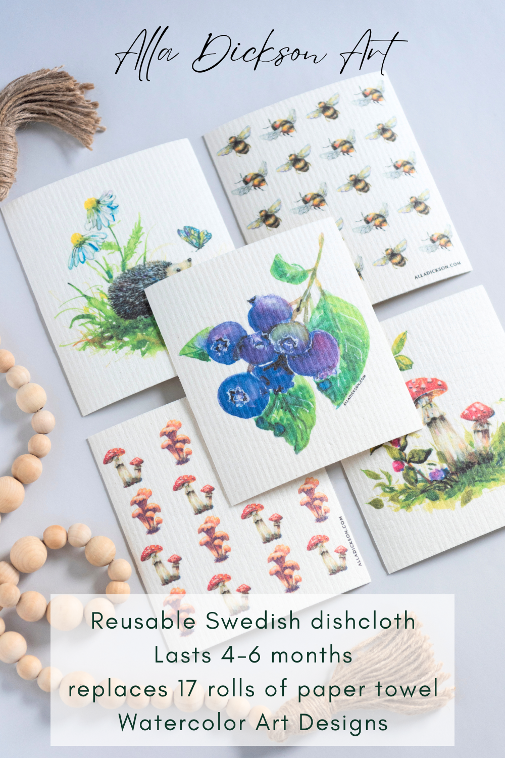 Winter Cottage Swedish Dishcloth Gift Reusable Dish Cloth Gift