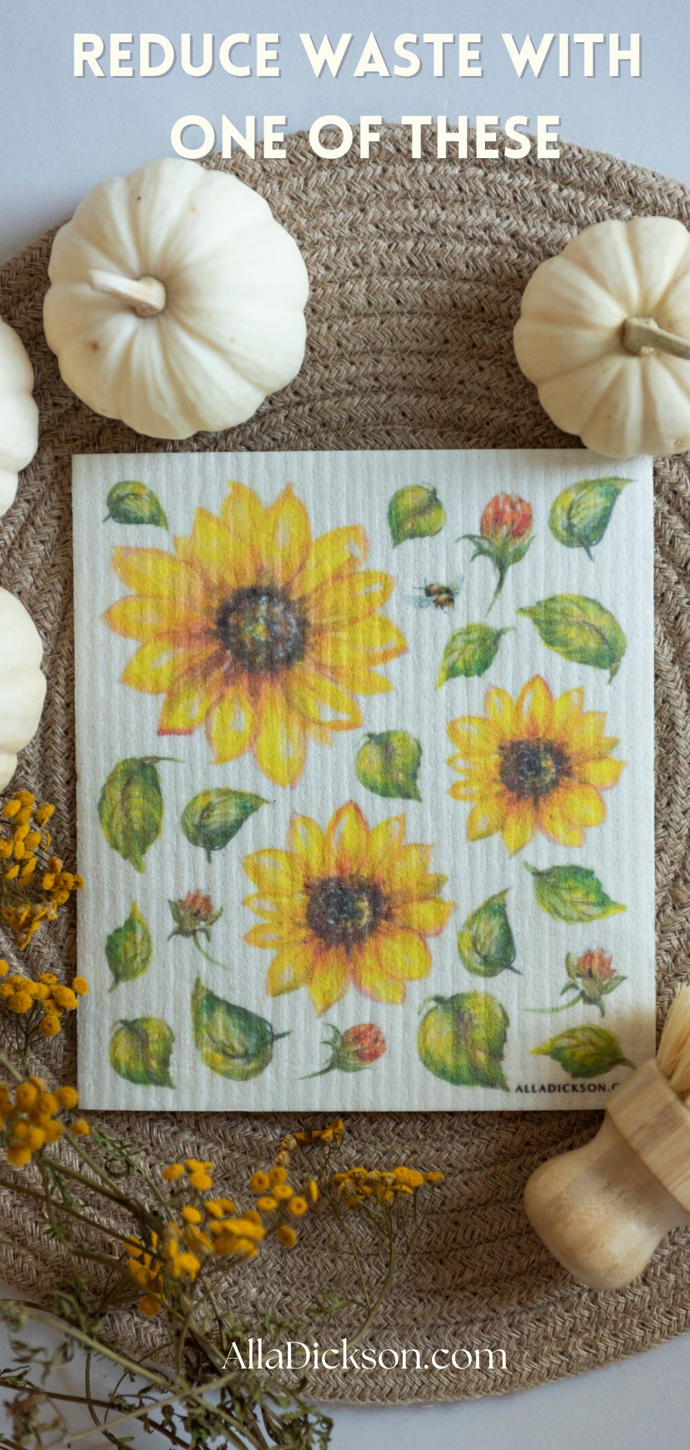 Sunflower Swedish Dishcloth Sunflower Reusable Dishcloth