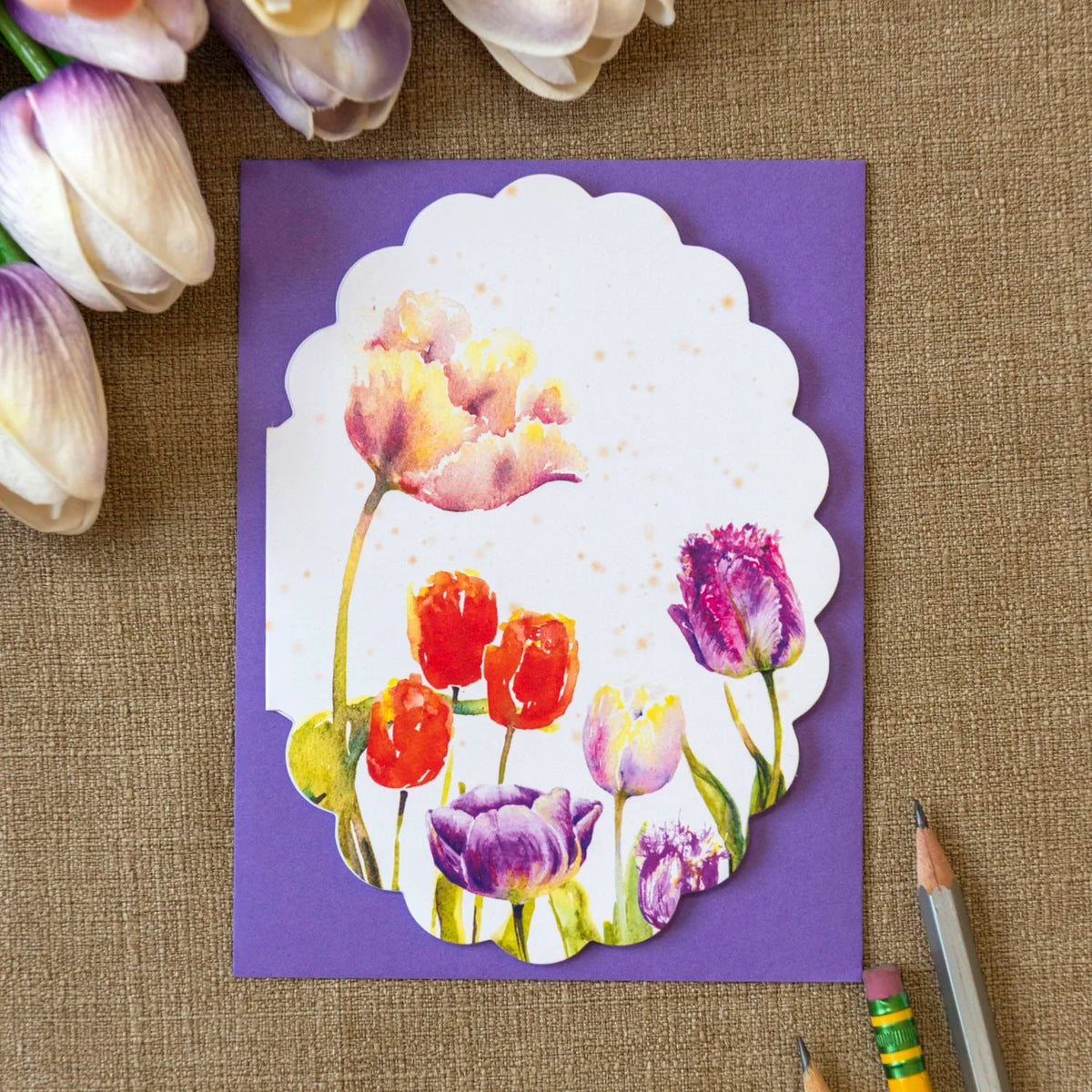 Tulip Dance Scalloped Note Card