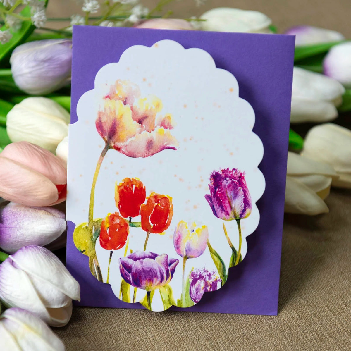 Tulip Dance Scalloped Note Card
