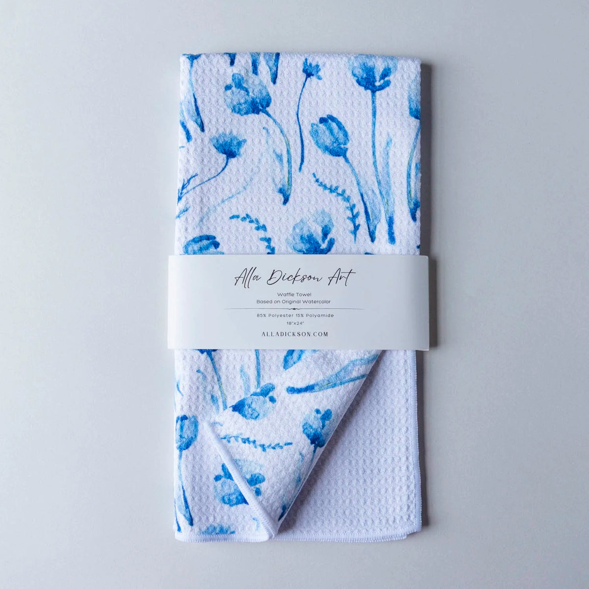 Blue Delft Tulip Waffle Weave Towel
