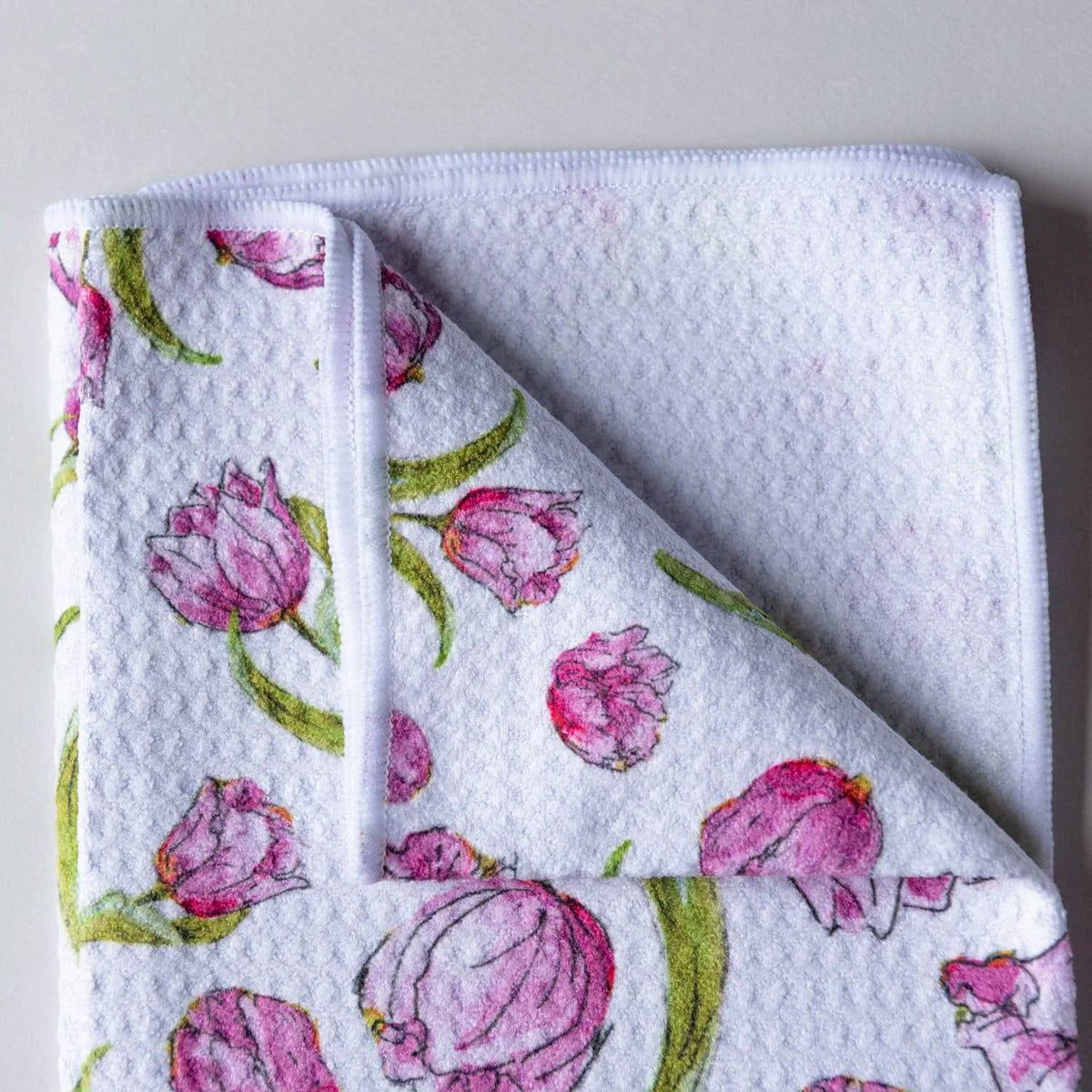 Pink Tulip Waffle Weave Towel