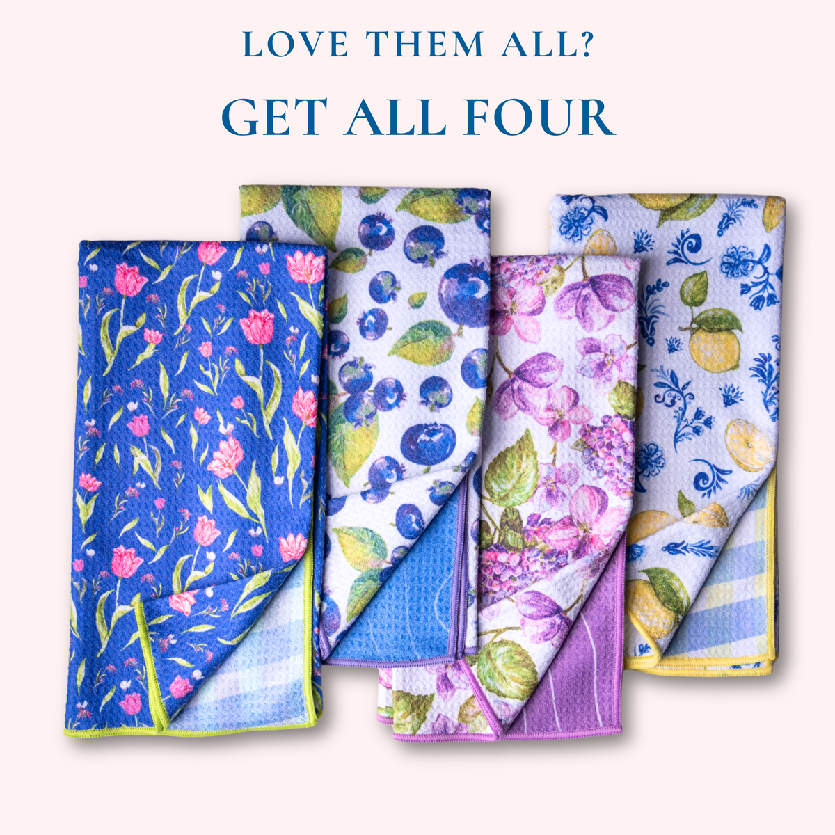 Blueberry Reversible Waffle Weave Towel