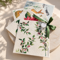 holly poinsettia deer dishcloth gift set for holiday hostess gift